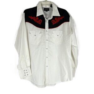 High Noon Western Embroidered Pearl Snap Shirt L (Spots)